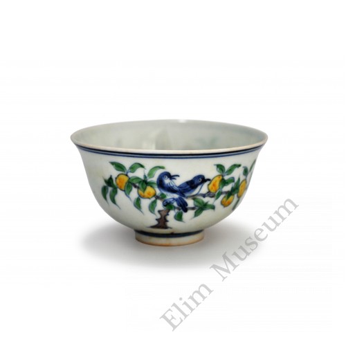 1439 A Ming Cheng-Hua Doucai bowl with flowers and birds